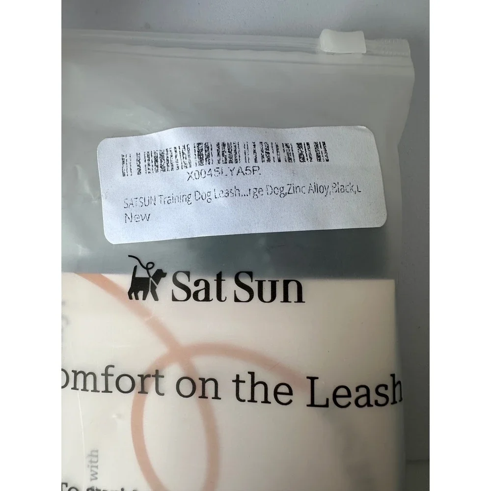 SatSun Large Dog Leash Heavy‎ Duty Reflective Padded Handle Black Nylon